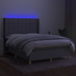 Letto a Molle Materasso e LED Grigio Chiaro 140x200 cm Tessuto