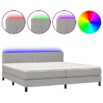 Letto a Molle Materasso e LED Grigio Chiaro 200x200 cm Tessuto