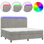 Letto a Molle Materasso e LED Grigio Chiaro 200x200 cm Velluto