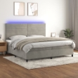 Letto a Molle Materasso e LED Grigio Chiaro 200x200 cm Velluto