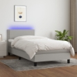 Letto a Molle Materasso e LED Grigio Chiaro 90x200 cm Tessuto