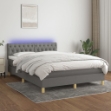 Letto a Molle Materasso e LED Grigio Scuro 140x200cm in Tessuto
