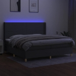 Letto a Molle Materasso e LED Grigio Scuro 200x200cm in Tessuto