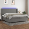 Letto a Molle Materasso e LED Grigio Scuro 200x200cm in Tessuto