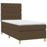 Letto a Molle Materasso e LED Marrone Scuro 80x200cm in Tessuto