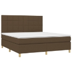Letto a Molle Materasso e LED MarroneScuro 180x200cm in Tessuto