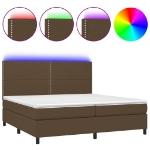 Letto a Molle Materasso e LED Marronescuro 200x200cm in Tessuto