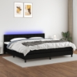 Letto a Molle Materasso e LED Nero 200x200cm in Tessuto