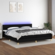 Letto a Molle Materasso e LED Nero 200x200cm in Tessuto
