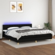 Letto a Molle Materasso e LED Nero 200x200cm in Tessuto