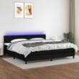 Letto a Molle Materasso e LED Nero 200x200cm in Tessuto
