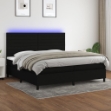 Letto a Molle Materasso e LED Nero 200x200cm in Tessuto