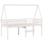 Letto a Soppalco con Tetto Bianco 80x200 cm in Legno di Pino