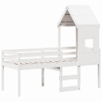 Letto a Soppalco con Tetto Bianco 90x200 cm in Legno di Pino