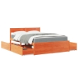 Letto Cassetti e Materasso Marrone Cera 120x200cm Massello Pino
