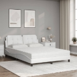 Letto con Materasso Bianco 140x190 cm in Similpelle