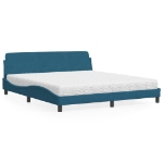 Letto con Materasso Blu 180x200 cm in Velluto