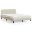 Letto con Materasso Crema 140x200 cm in Tessuto