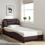 Letto con Materasso Marrone Scuro 90x190 cm in Tessuto