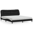 Letto con Materasso Nero e Bianco 180x200 cm in Similpelle