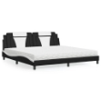Letto con Materasso Nero e Bianco 200x200cm in Similpelle