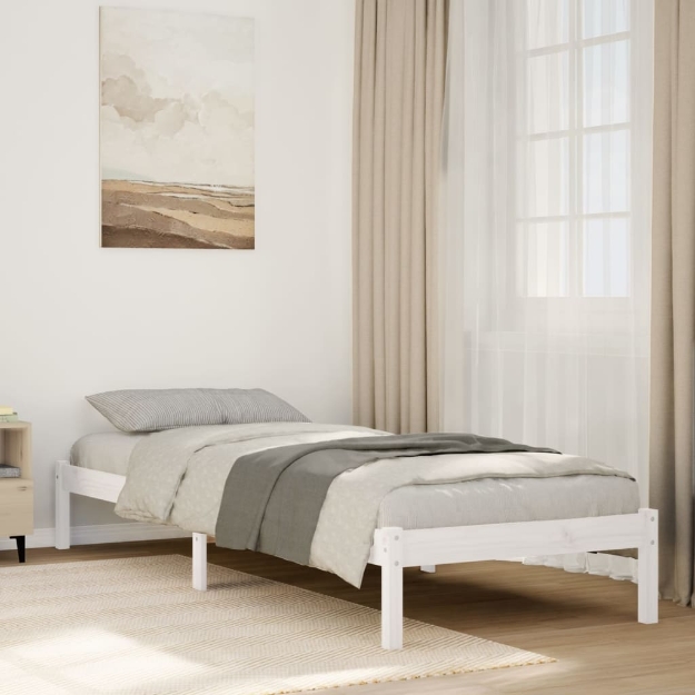 Letto Extra Lungo senza Materasso Bianco 80x220 cm in Pino