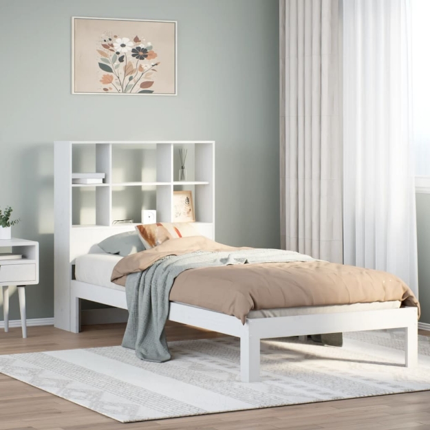 Letto Libreria senza Materasso Bianca 90x200 cm Legno di Pino