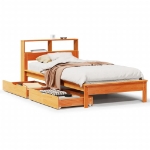 Letto Libreria senza Materasso Marrone Cera 90x190 cm in Pino