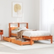 Letto Libreria senza Materasso Marrone Cera 90x200 cm in Pino