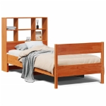 Letto Libreria senza Materasso Marrone Cera 90x200 cm in Pino