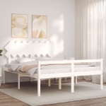 Letto per Anziani con Testiera Bianco 160x200 cm Legno Massello