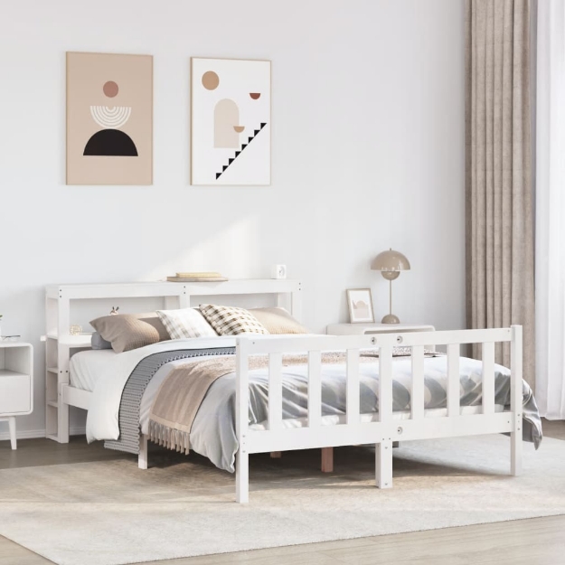 Letto senza Materasso Bianco 160x200 cm Legno Massello di Pino