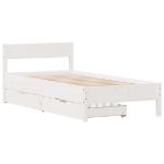 Letto senza Materasso Bianco 75x190 in Legno Massello di Pino