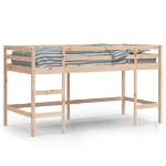 Letto Soppalco con Scala Bambini 80x200cm Massello Pino