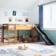 Letto Soppalco senza Materasso Bambini Marrone Cera 90x200 Pino