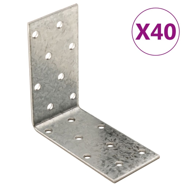 Staffe Angolari 40 pz 2 mm 80x40x80 mm Acciaio Zincato