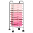 Carrello Portaoggetti con 10 Cassetti Rosa Sfumato in Plastica