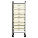 Carrello Portaoggetti Mobile con 10 Cassetti Bianco in Plastica