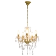 Lampadario con Perline di Cristallo Dorato Tondo 5 E14