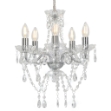 Lampadario con Perline di Cristallo Argento Tondo 5 E14