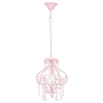 Lampadario con Perle Rosa Rotondo E14
