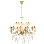 Lampadario a 2 Livelli Dorato 15 Lampadine E14