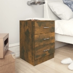 Comodini 2 pz Rovere Fumo 38x35x56 cm in Legno Multistrato