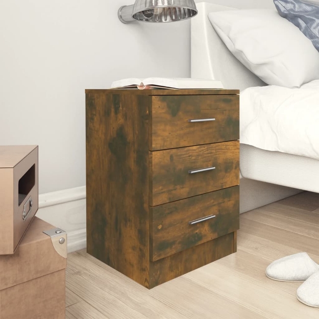 Comodini 2 pz Rovere Fumo 38x35x56 cm in Legno Multistrato