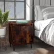 Comodino con Gambe in Metallo Rovere Fumo 40x30x50 cm