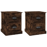 Comodini 2 pz Rovere Fumo 39x39x47,5 cm in Legno Multistrato