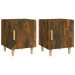 Comodini 2 pz Rovere Fumo in Legno Multistrato