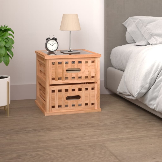 Comodino 34x34x34 cm in Legno Massello di Noce