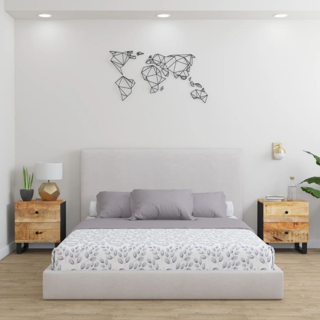 Comodini 2pz 40x33x46 cm in Legno Massello di Mango
