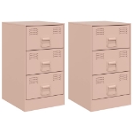 Comodini 2 pz Rosa 34,5x39x62 cm in Acciaio